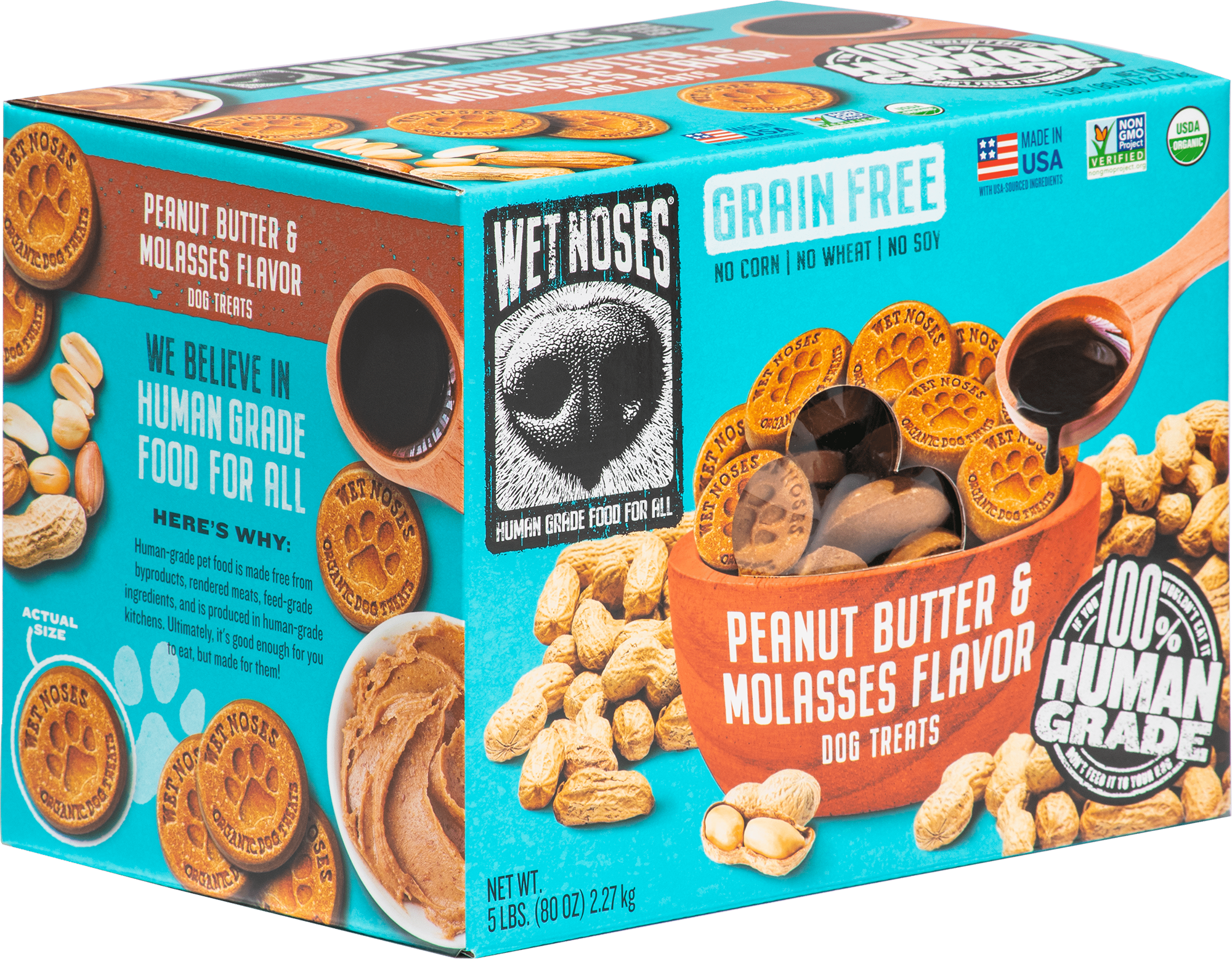 Peanut Butter Molasses Grain Free Box Treats 5lbs Wet Noses