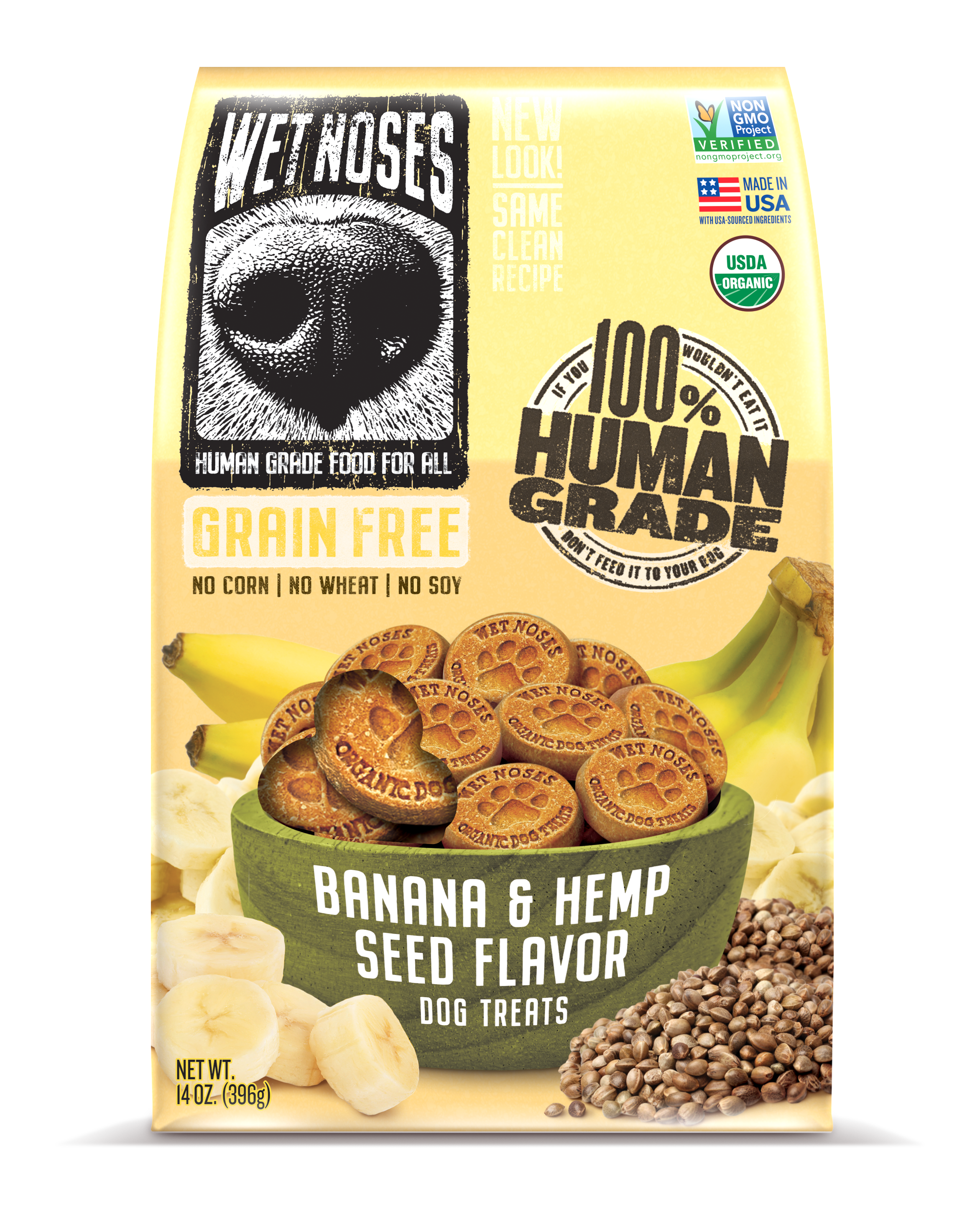Banana Hemp Seed Grain Free Original Treats 14oz Wet Noses