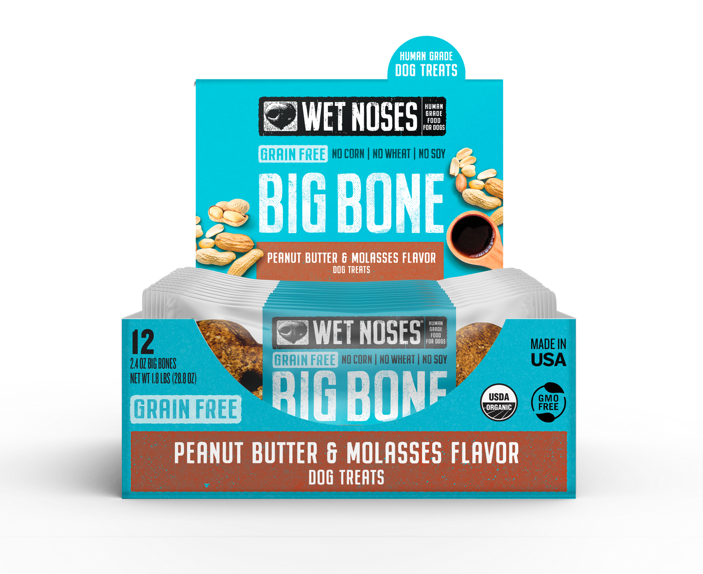 Peanut Butter & Molasses Grain Free Big Bone 2oz - 12 Pack